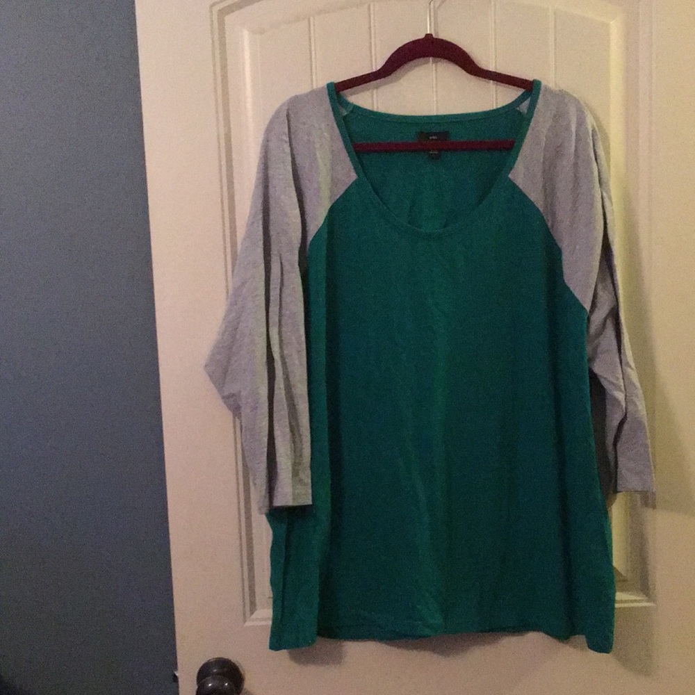 New Ellos plus size baseball tee green/grey size 2x